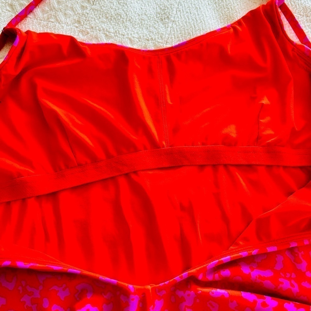 Athleta Swimsuit One Piece Coral Leopard Print Keyhole Back size XL - Picture 9 of 16